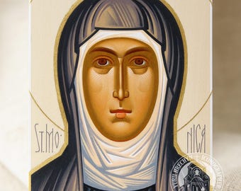 Hand-Painted Saint Monica Icon 9x14 cm - Christian Gift & Home Decor