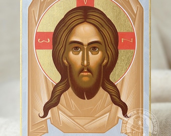 Hand-Painted Orthodox Holy Mandylion Icon 9x14 cm - Jesus Christ for Gift and Home Decor