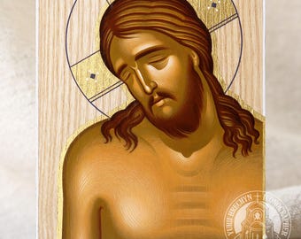 Hand-Painted Christ in the Tomb Icon 9x14 cm - Orthodox Art for Gift and Home Decor