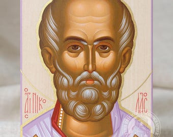Hand-Painted St. Nicholas of Myra Icon 9x14 cm - Christian Home Decor & Byzantine Gift