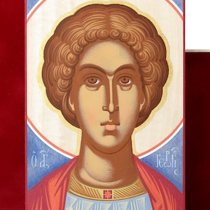 Saint George the Great Martyr, Hand Painted Icon 9 x 14 cm on Wood with Gold Leaf, Baptism Gift, Home Altar Icon