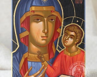 Hand-Painted Our Lady of Czestochowa Icon 9x14 cm - Orthodox Byzantine Wood Icon, Christian Gift