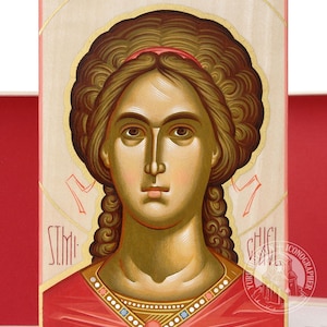 Hand-Painted Archangel Michael Icon: Byzantine Art, Gold Leaf, 9 x 14 cm