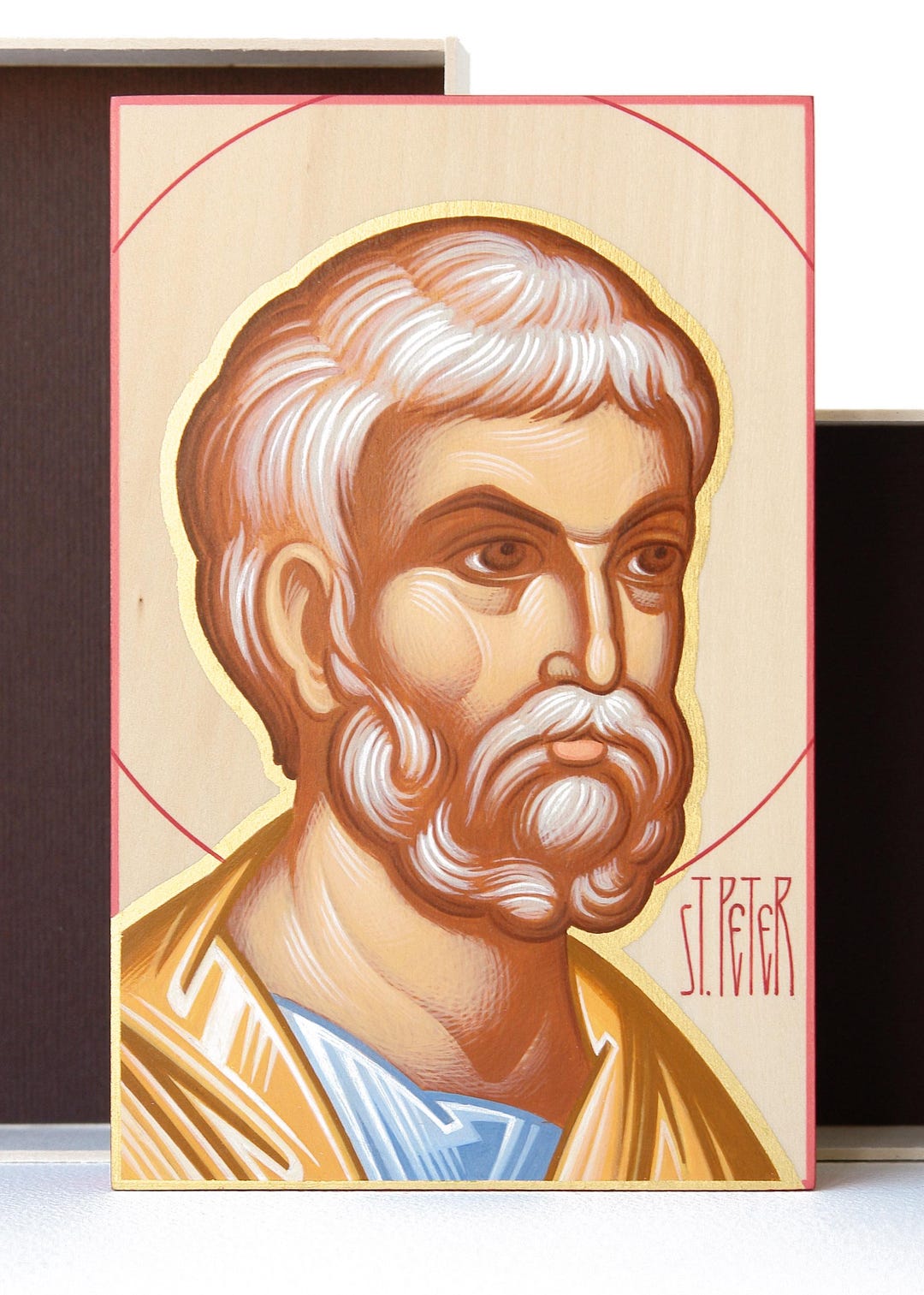 Hand-painted Saint Peter Icon: Byzantine Art on Wood With Gold Leaf, 9 ...