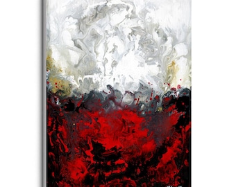 Red Abstract Expressionist Art Print, Bold Modern Canvas Wall Hangings, Colorful, Contemporary, Modern