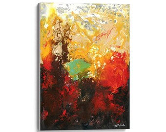 Fine Art Prints, Stretched Canvas, Red, Colorful, Framed, Abstract, Wall Hangings, Living Room