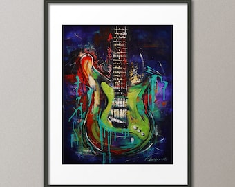 Art Prints, Posters, Canvas, Guitar Prints, Stratocaster, Electric Guitar, Music, Musician Art, Rocker Prints, Abstract, Contemporary,Modern