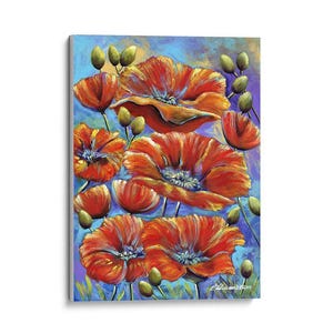 Giclee Fine Art Prints, Canvas Prints, Garden, Poppies, Flower Prints, Red Flower, Floral Art,Red Prints,Original Painting Print