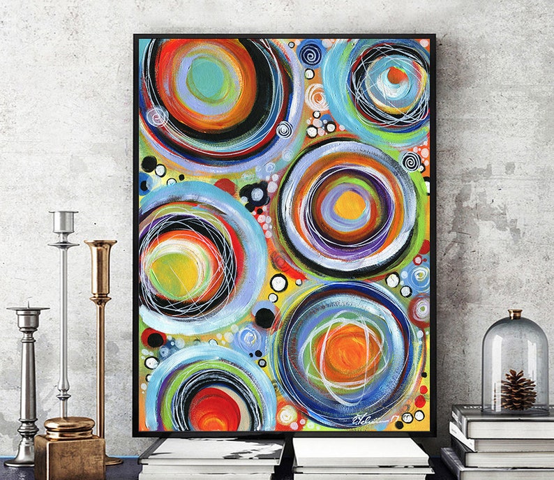 XL Prints Posters & Canvas Colorful Circles Psychedelic Etsy