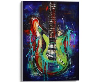 Stampe d'arte Giclée, stampe su tela, chitarre, Stratocaster, musicisti, stampe di strumenti musicali, dipinti originali, decorazioni murali, stampe musicali