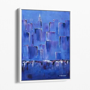 Art Prints, Canvas Prints, Cityscape, NYC Skyline, Blue, Original Painting, Wall Art, Home Decor, Wall Hangings, Gifts, Abstract