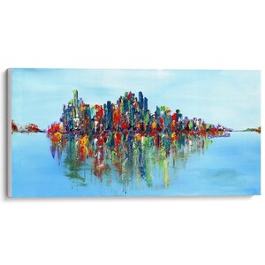 Art Prints, Framed Canvas Prints, Cityscape, Skyline, Colorful Original Painting, Wall Art, Home Decor, Wall Hangings, Gifts, Abstract