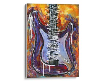 Stampe artistiche Giclée, stampe su tela, chitarre, Stratocaster, musicisti, stampe di strumenti, dipinti originali, arte murale, stampe musicali