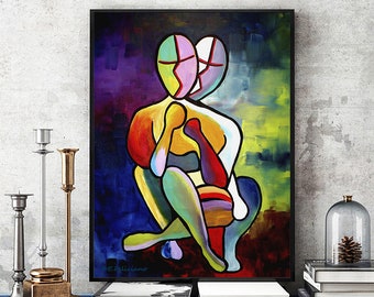 Art Prints, Canvas Prints, Figurative Art, Couple Art, Pop Art, Abstract Prints, Wall Hangings, Wall Art, Colorful, Original Painting