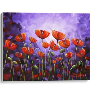 Giclee Fine Art Prints, Canvas Prints, Garden, Poppies, Flower Prints, Scenic, Floral Art, Purple Prints, Florals,Abstract Painting,Wall Art
