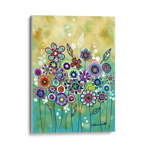 Giclee Fine Art Prints, Canvas Prints, Colorful Flower Garden, Paintings, Framed, Whimsical Art, Nursery Art, Child&#39;s Room, Folk Art