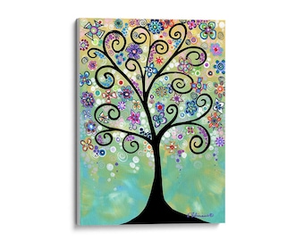Giclee Fine Art Prints, Canvas Prints, Colorful Tree Painting, Whimsical Art, Nursery Art, Childs Room, Flower Art, Painting, Wall Art