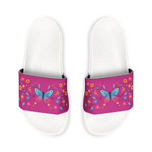 Purple Butterfly Slides - Women&#39;s Removable-Strap Sandals - Available in Many Sizes with White or Black Soles - Great Gift Idea!
