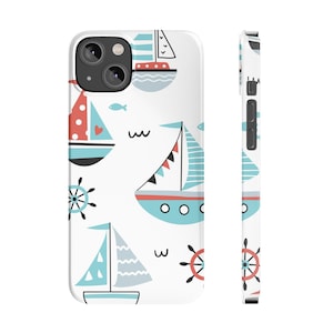 Custodia sottile per telefono Boats Ships Sailboats Nautical, adatta per Apple iPhone 7 8 11 12 13 14 15 Pro Plus Pro Max X XS XR Mini - Idea regalo unica!