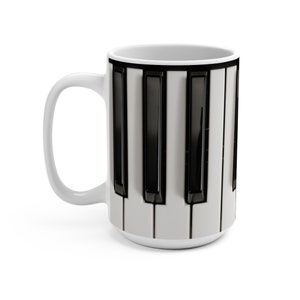 Piano Keys Keyboard Coffee Mug 15 oz - Microwave and Dishwasher Safe - Great Gift Idea!