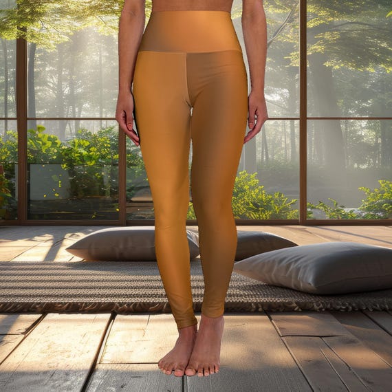 Brown Ombre High Waisted Yoga Leggings for Women | Tummy Control Workout Pants | Vibrant Gradient Stylish Athleisure Activewear Gift