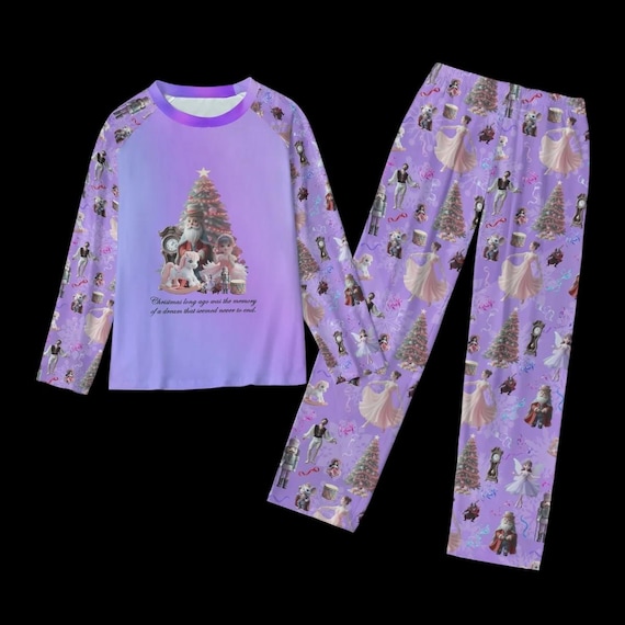 Women's Nutcracker Pajama Set: Purple Christmas Loungewear