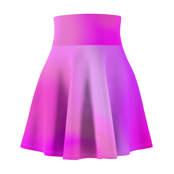 Pink Ombre Skater Skirt: High Waist Graphic Print
