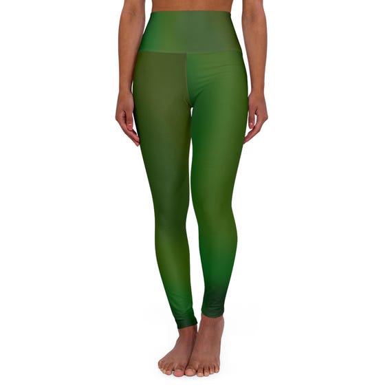 Gradient Army Green Yoga Leggings, Workout Leggings, Athletic Pants, Stretchy Leggings, Fitness Apparel, Activewear