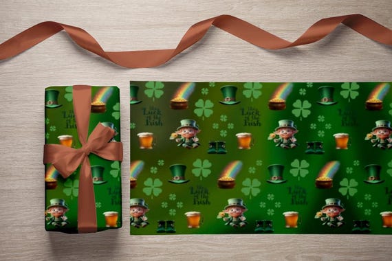 St Patrick's Day Leprechaun Gift wrap paper