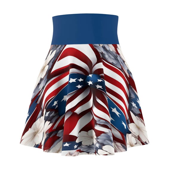 USA Flag Skater Skirt: Patriotic Fourth of July Mini Skirt
