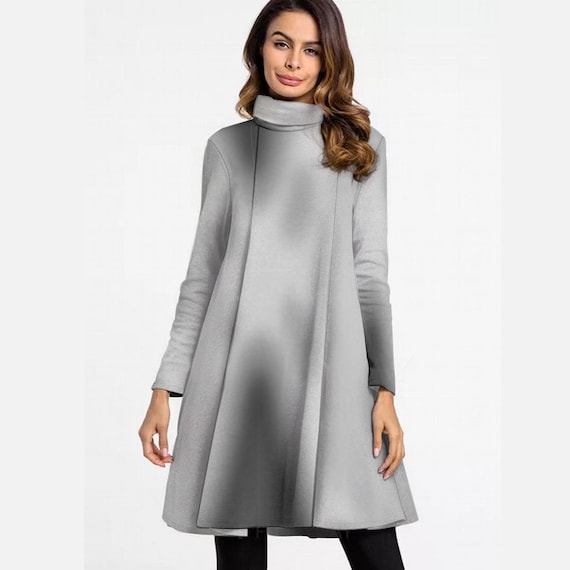 Vintage Floral Print High Neck Dress: Ashy Women's Long Sleeve