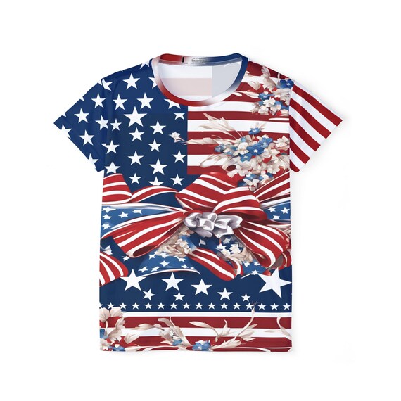 Show Your American Pride with Stylish USA Flag Inspired Jersey Tees - Lightweight and Trendy!