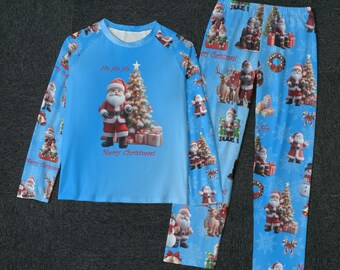 Men's Blue Santa Claus Pajama Set: Christmas Loungewear UK