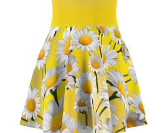 Yellow Ombre Daisy Print Skater Skirt