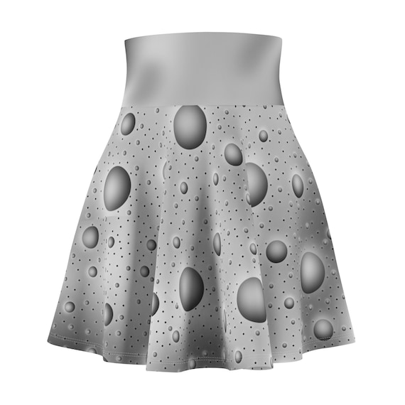 Polka Dot Sphere Skater Skirt: Ashy Grey Circle Mini Skirt
