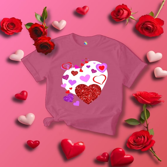 Heart-filled Tee, Love Hearts Shirt, Valentine's Day T-Shirt, Romantic Graphic Top, Couples Matching Apparel