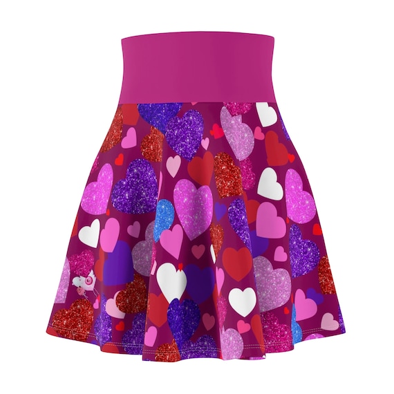 Multicolored Hearts Women's Skater Skirt | AOP