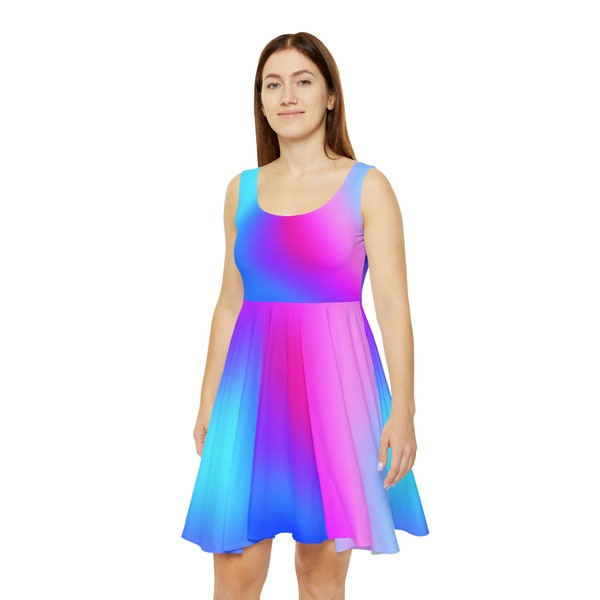 Cool Hue Colors Skater Dress - Fun & Flirty Style for Any Occasion