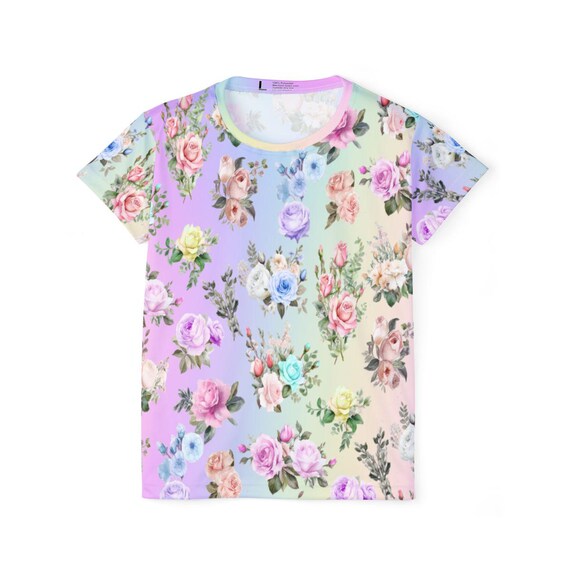 Pastel Rainbow Floral Pajama Top: Women's Spring Sleepwear