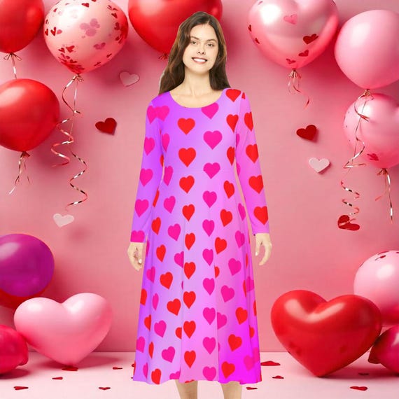 Valentine's Day Heart Swirls Maxi Dress: Romantic Dance Costume
