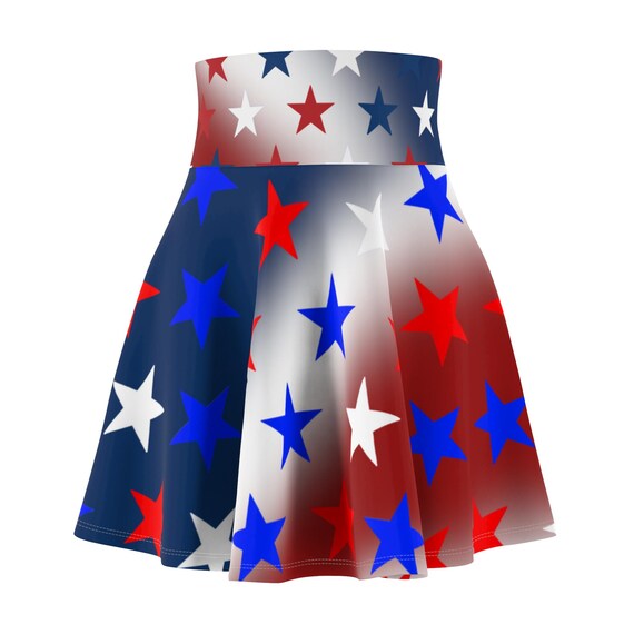 USA Flag Skater Skirt: Patriotic Red, White, and Blue Mini Skirt