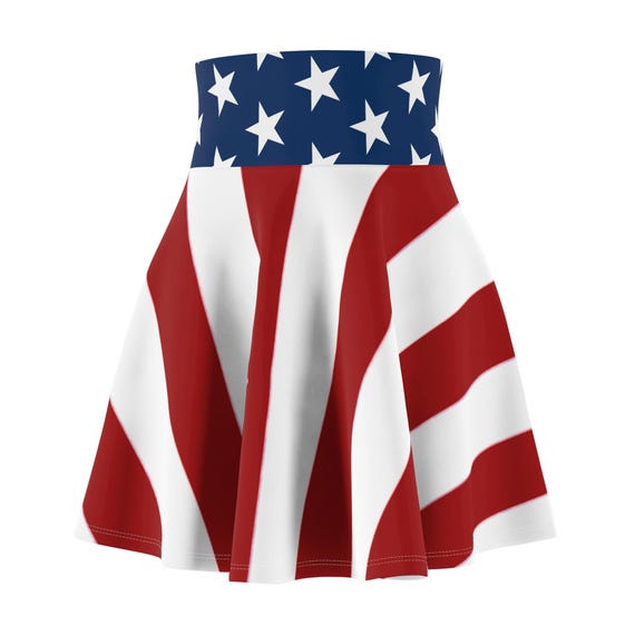 USA Flag Skater Skirt: Patriotic Red, White, and Blue Mini Skirt