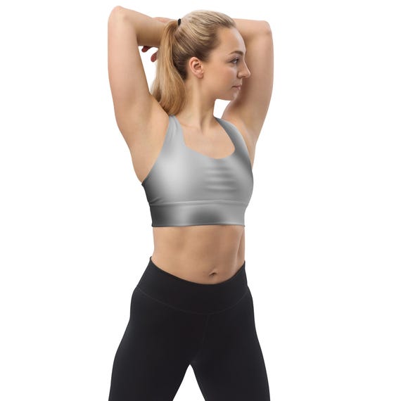 Grey Gradient Longline Sports Bra: Recycled Polyester Activewear
