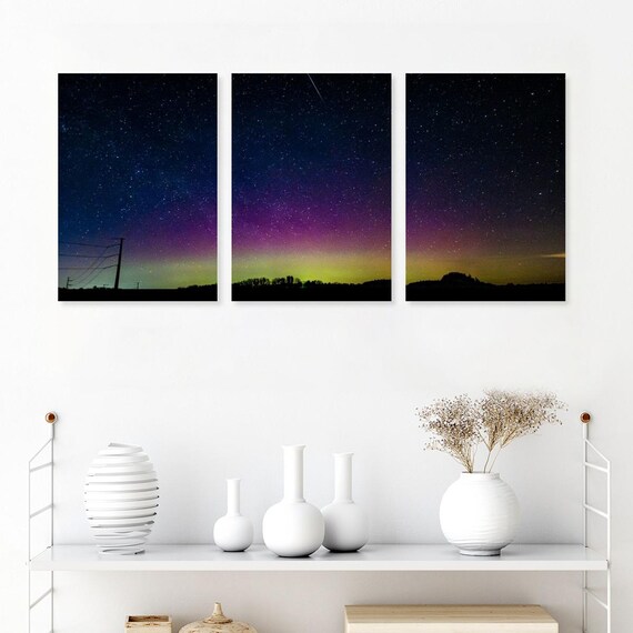 Framed Three-Piece Mural of a Colorful Sunset - Vibrant Wall Art for Home Decor