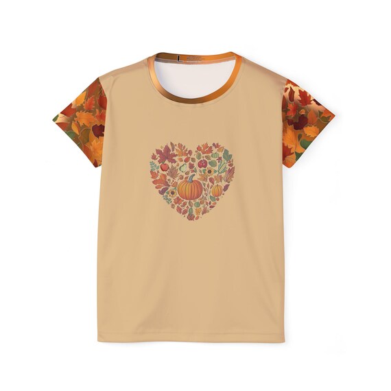 Fall Harvest Heart Sports Jersey: Women's Activewear Top