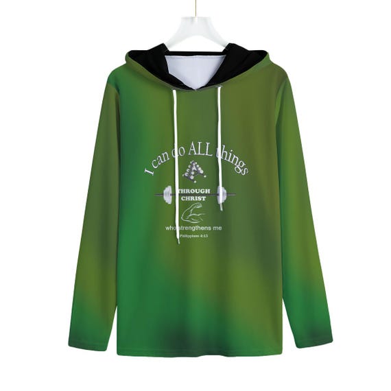 Men's Christian Sports Hoodie: Gradient Ombre, Inspirational Bible Verse