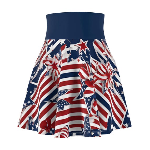 USA Flag Skater Skirt: Patriotic Red, White, and Blue Mini Skirt
