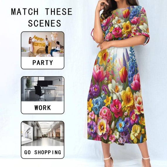 All-Over Print Women's Elastic Waist Dress