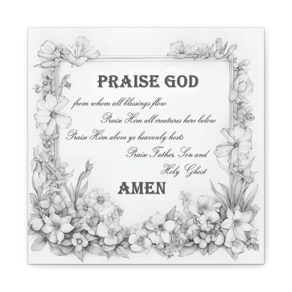 Doxology Canvas Art: Floral Christian Hymn Print