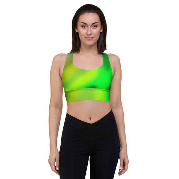 High Support Recycled Sports Bra with Double Layer Front and Gradient Green Style